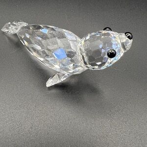 Swarovski Crystal Seal Figurine with Black Accents